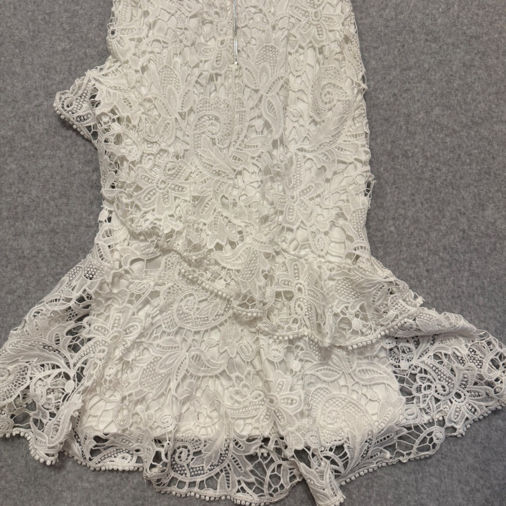 Lulus White Lace Off Shoulder Ruffle High Low Midi Dress Medium Rush Homecoming - Picture 10 of 10